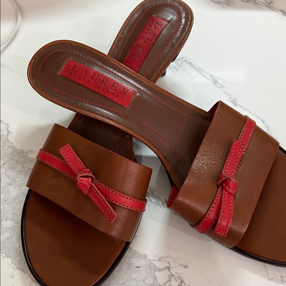 Lauren Brown and Red Women's Sandals, size 8